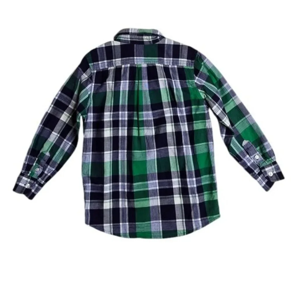 The Children's Place green and navy blue button down shirt small 5/6